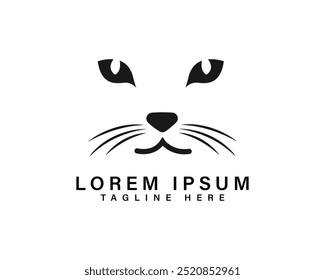 Diseño de logotipo aislado de cabeza de gato negro. Logotipo del gato del círculo simple.
