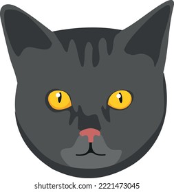 Black cat head. Kitten face. Pet icon