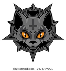 black cat head logo, vector EPS10