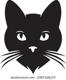un Vector de silueta de cabeza de gato negro