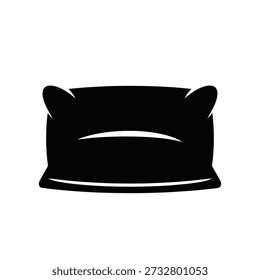 Ilustración vectorial de diseño plano de almohada para dormir con cabeza de gato negra aislada en blanco
