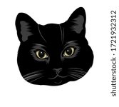 black cat head vector art
