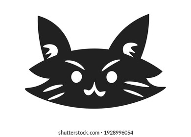 Black Cat Head Vector Illustration