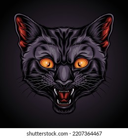 black cat head vector illustration