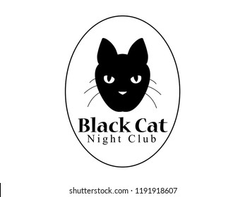 Black cat head vector logo design
