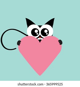 Black cat with a heart