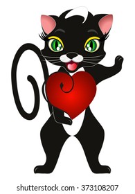 Black cat with a heart.
