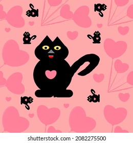 gato negro con diseño de corazón