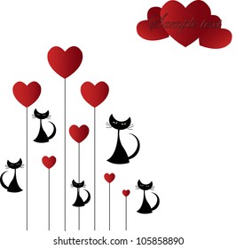 Black cat with hearts