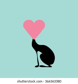 Black cat with hearts