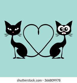 Black cat with hearts
