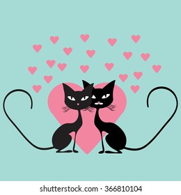 Black cat with hearts