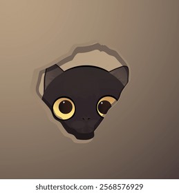 black cat  
is hiding, cat is afraid
