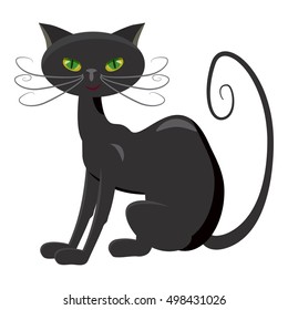 Black cat icon. Cartoon illustration of black cat vector icon for web