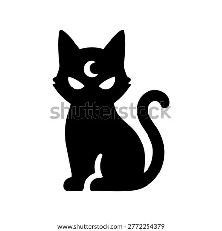 Black Cat Icon Containing cat, familiar, witch companion, and magic icon. Solid icon.