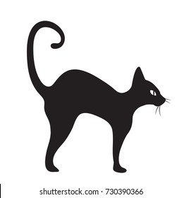 Black cat icon flat style. Isolated on white background. Vector illustration