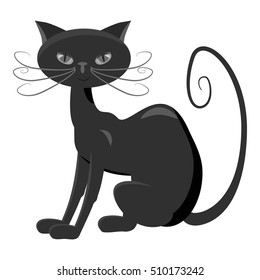 Black cat icon. Gray monochrome illustration of black cat vector icon for web