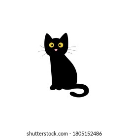 Schwarze Katze Ikone. Halloween-Katzenvektor