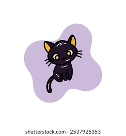 Black Cat icon islote white background vector stock illustration