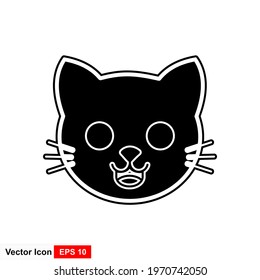 Black Cat icon isolated. Flat design
