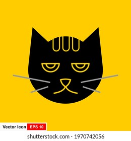 Black Cat icon isolated. Flat design
