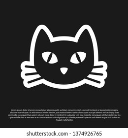 Black Cat icon isolated on black background. Vector Illustration