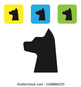 Black Cat icon isolated on white background. Set icons colorful square buttons. Vector Illustration