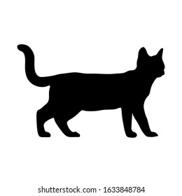 Black cat icon isolated on white. Vector flat illustration.
