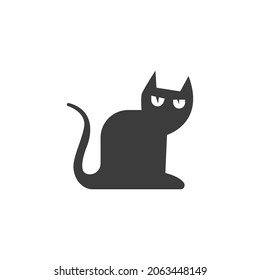Black Cat Icon Isolated on Black and White Vector Graphic