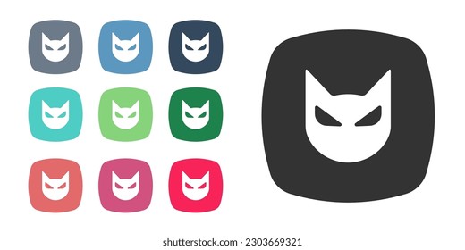 Black Black cat icon isolated on white background. Happy Halloween party. Set icons colorful. Vector