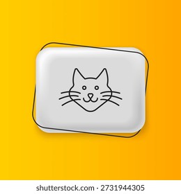 Black Cat icon isolated on yellow background. Silver rectangle button. Vector