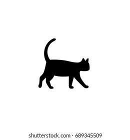 Black cat icon isolated on white. Vector flat illustration. 