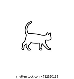 Black cat icon isolated on white. Cat silhouette outline. Vector flat illustration. 