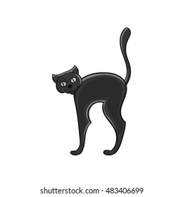 Black cat icon in black monochrome style isolated on white background. Animal symbol vector illustration