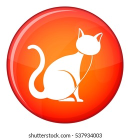 Black cat icon in red circle isolated on white background vector illustration