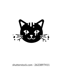 Black Cat Icon with Ripped Eyes and Paint Streaks