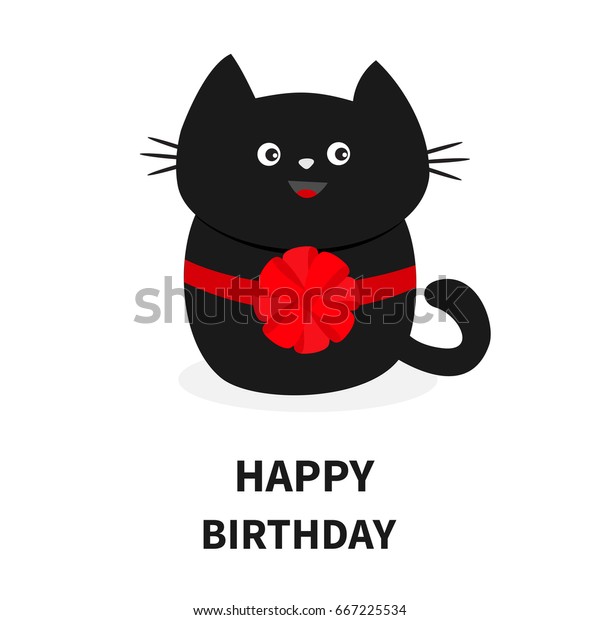 Black Cat Icon Round Red Bow Stock Vector (Royalty Free) 667225534