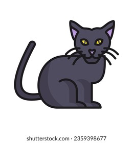 black cat  icon vector illustration design isolated on white background in simple,editable style.