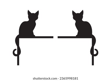 black cat icon vector illustration. A black cat depicted in silhouette against a clean white background is a versatile and iconic design element. These black cat shapes are perfect for various uses, 
