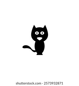 Black Cat Icon vector Illustration. Cat Cartoon Icon