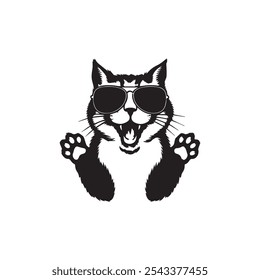 Schwarze Katzensymbole einzeln auf weißem Hintergrund, Vektortiersymbol
