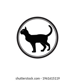 black cat illustration in circle. suitable for cat logos.