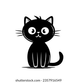 Black cat illustration clipart design on white background
