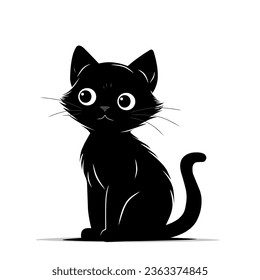 black cat illustration clipart design on a white background