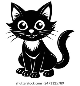 Black cat illustration clipart design on white background vector.