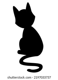 Ilustración de gato negro. Ilustración de gatos negros adorables y planos, aislados en fondo blanco. Dibujo gráfico de dibujos animados de gatitos, para sus proyectos de diseño.