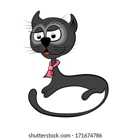 Black Cat Illustration Isolated on White Background
