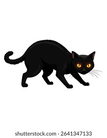  Black Cat Illustration with Large Eyes vector illustration