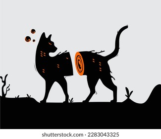 Black Cat illustration vector clip art, wall art, sticker, poster, t shirt design printable