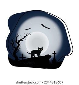 Black cat illustration vector icon which can easily modify or edit  